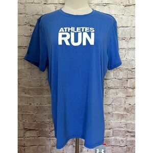 Under Armour Women’s XL Blue Running Heat Gear Tee Shirt ATHLETES RUN NEW